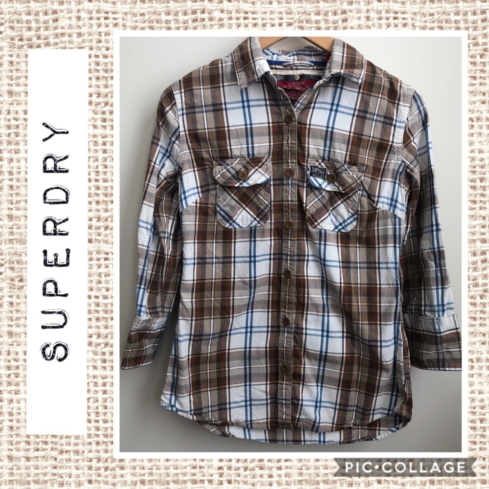 Superdry Plaid Button Down Size M